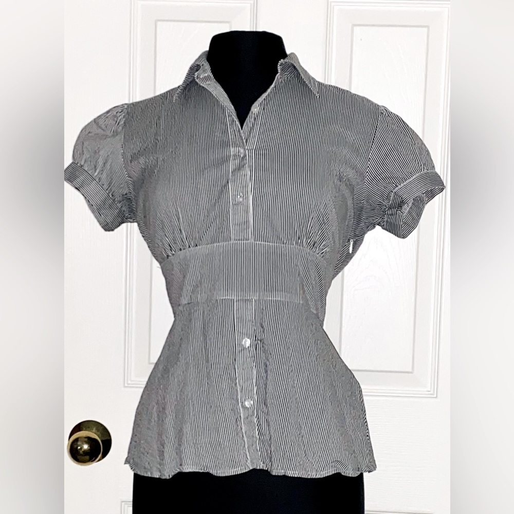 Black & white striped blouse